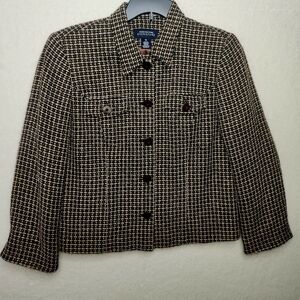 Jones New York Signature Brown, Tan, and Black Tweed Blazer; Women's Size 12.